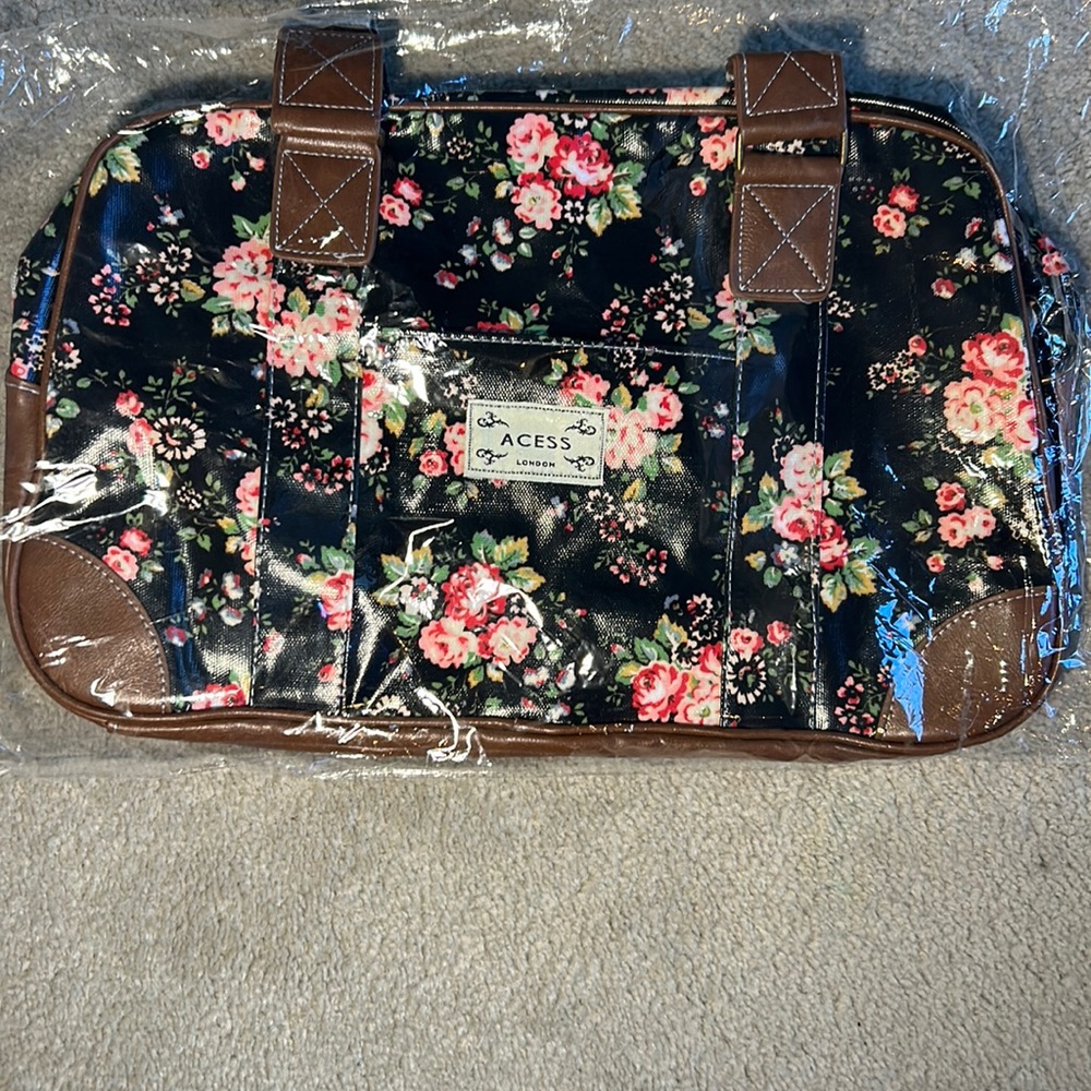 Acess London Black flowered Tote New